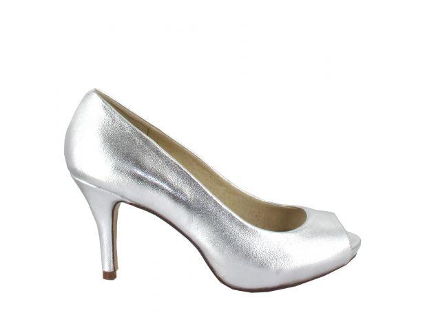 Leather Peep-toe Pump 8 cm Skinn utside & innside