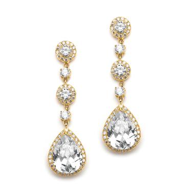 Pear-shaped Drop Earrings - Gold