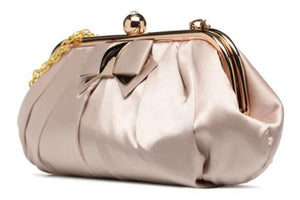 Selskapsveske Satin Bow Folded - Champagne/Gold