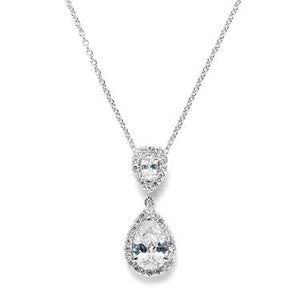 Teardrop Sparkle Pendant Necklace - Silver