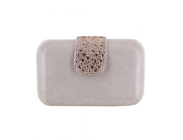 Selskapsveske Clasp Clutch Faux Suede - Soft Pink