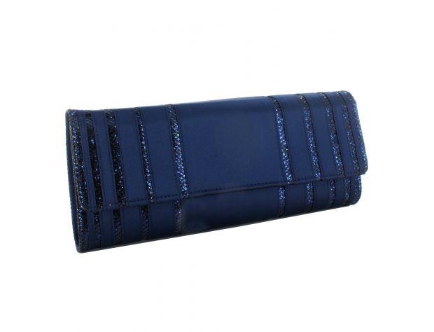 Selskapsveske Glitter Striped Clutch - Navy