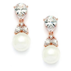 Pear Stone Pearl Drop Earring - Pearl/Rosegold