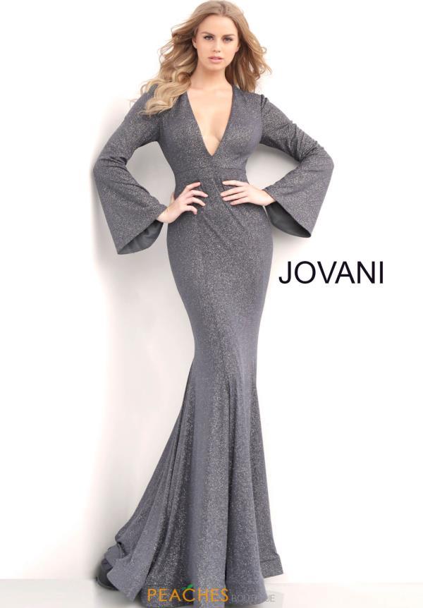 Long Sleeve Glitter Gown - Gunmetal 4