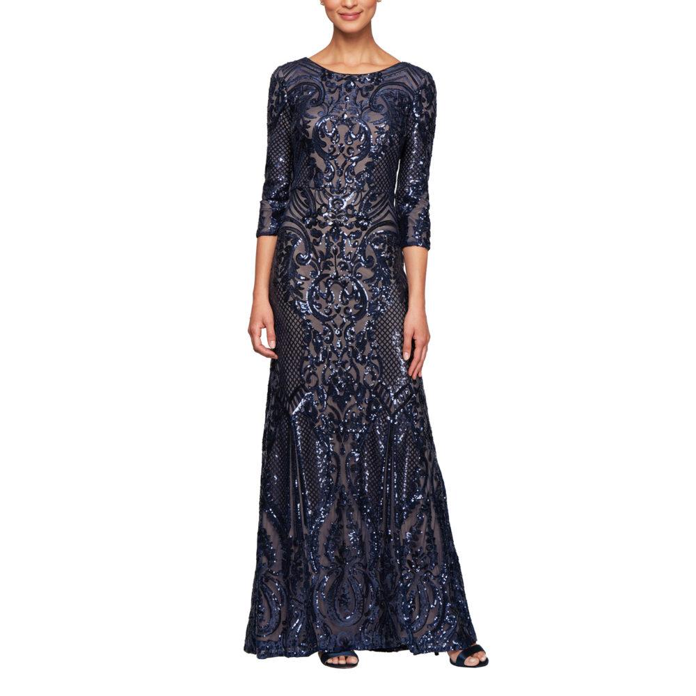 Selskapskjole "Allover Sequin Detail" Navy/nude