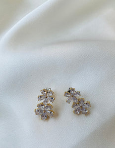 Silver doble flower earrings - Gold/silver