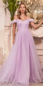 Ballkjole Off shoulder Tulle Lilac