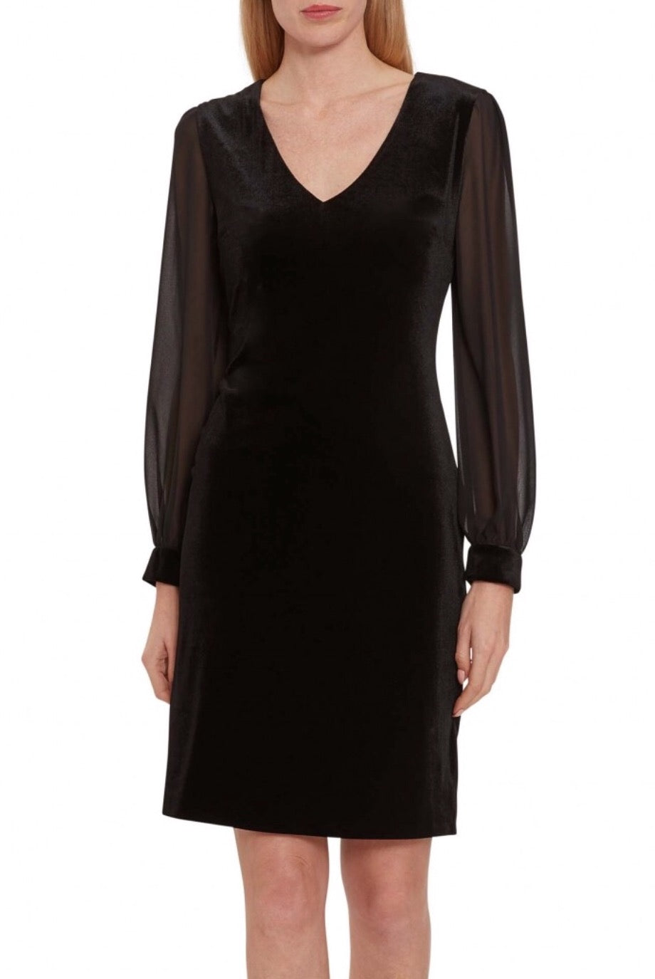 Drita Velvet Dress w/ Chiffon Sleeves Kort kjole Sort