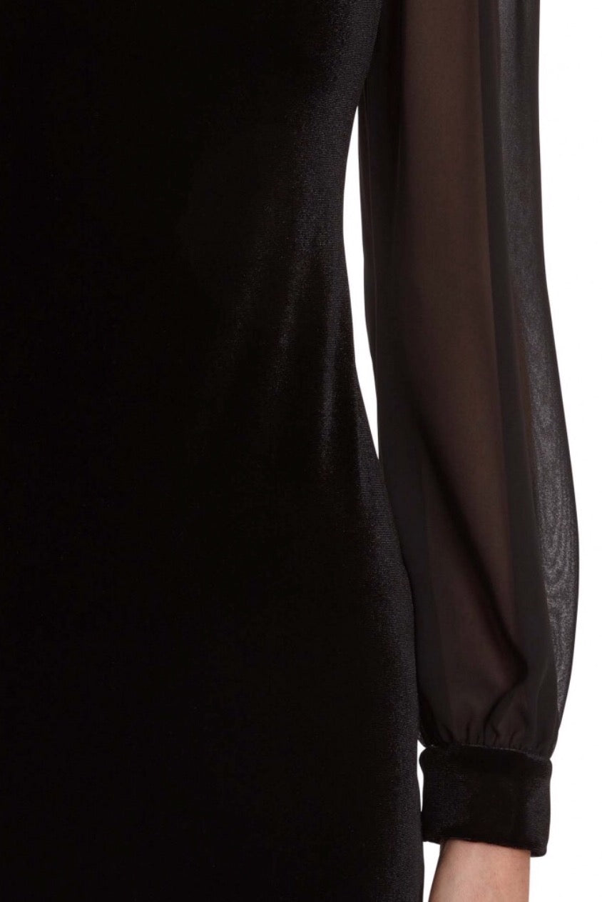 Drita Velvet Dress w/ Chiffon Sleeves Kort kjole Sort