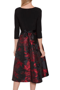 Jette Jacquard Dress w/ sleeves - Black/red 38