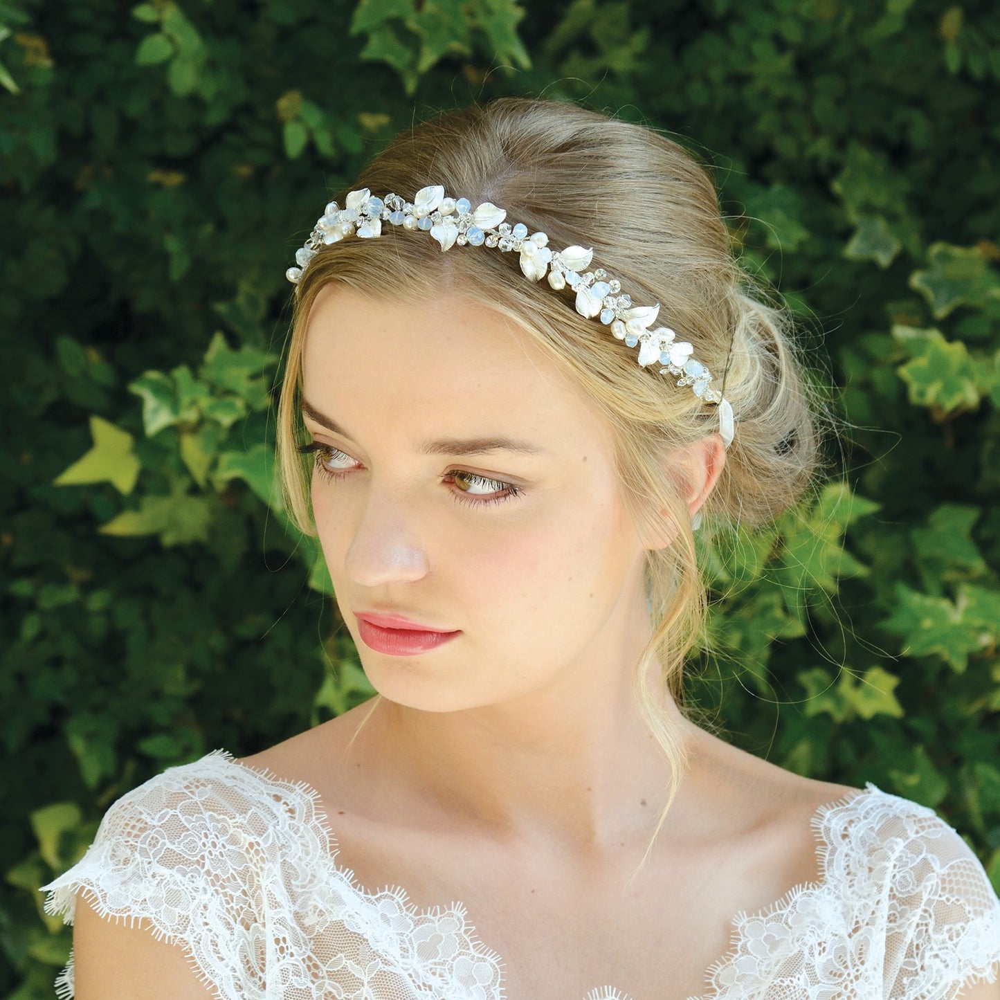 Headpiece "Nicole Silver" - Ivory/silver