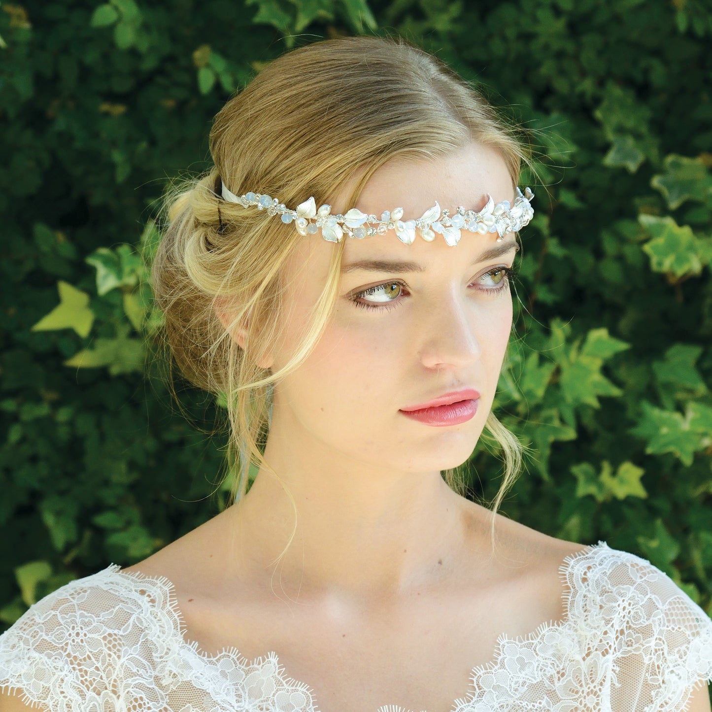 Headpiece "Nicole Silver" - Ivory/silver