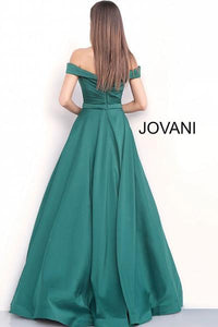 Off-Shoulder Twist Satin Gown - Emerald 8