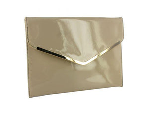 Selskapsveske Lacquered Envelope Bag - Nude