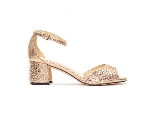 Ankle Strap Heels Metallic Rose Gold 6cm