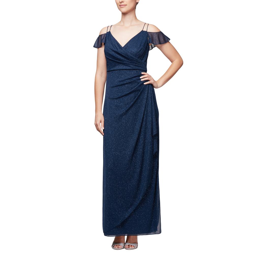 Draped Sparkle Off Shoulder Dress