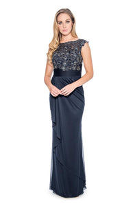 Lace top Gold/Navy Dress - Navy 16