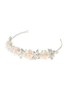 Tiara gold w/ blush pearls & flowers - gold