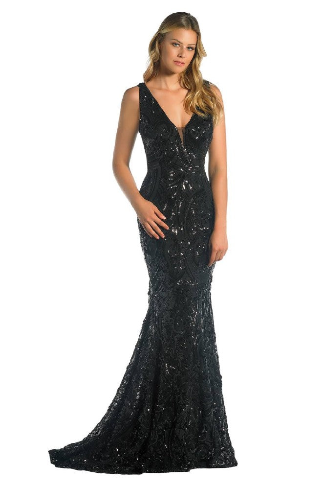 Sequins Pattern Dress Black Manon Illusion
