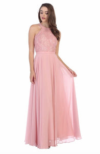 Dress High Neck Lace - Dusty Pink XS