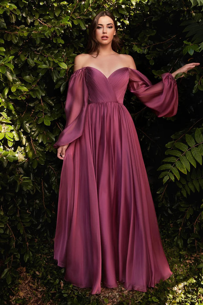 Selskapskjole Off-shoulder Sleeves Rouge