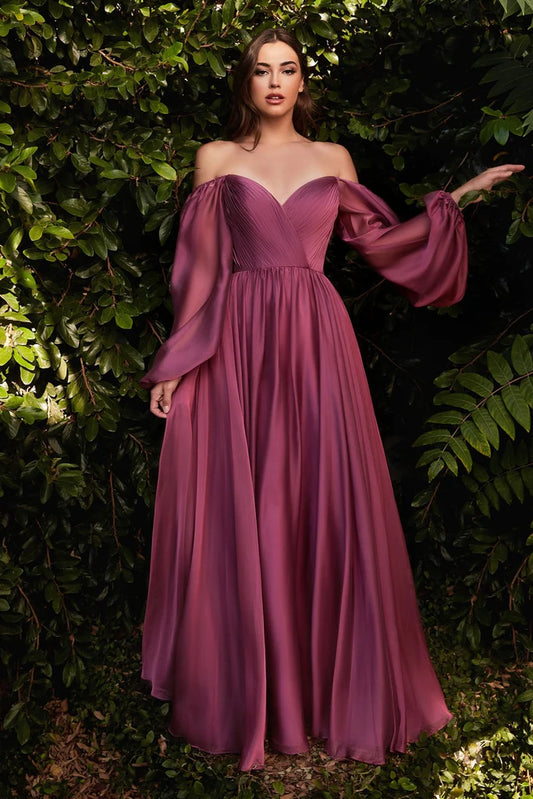 Selskapskjole Off-shoulder Sleeves Rouge
