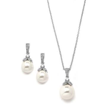 Pearl Drop Set - Silver