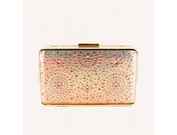 Selskapsveske Box Rhinestone Clutch - Rosegold