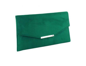 Selskapsveske Clutch Envelope Faux Suede - Emerald Green