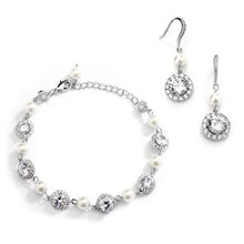 Last inn bildet i Galleri-visningsprogrammet, Pearl Sparkle Bracelet &amp; Earrings Sett - Silver