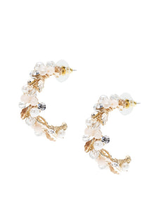 Sparkle & pearls gold earrings - gold