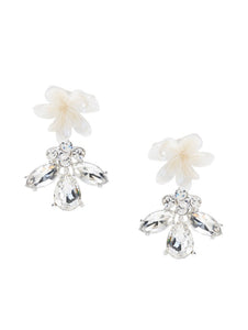 White Flower earrings - ivory/silver one size