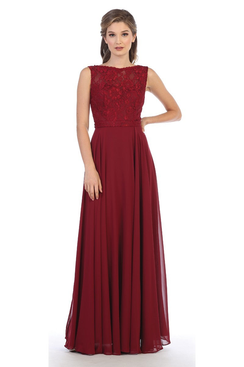 Lace Top Illusion Red Dress