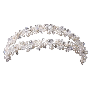 Pearl Double Cluster Heaband - Silver