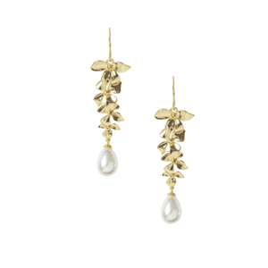 Delicate Orchid Chandelier Earrings Gold - Gold
