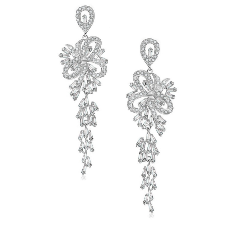 Crystal Treasure Silver Earrings - Silver