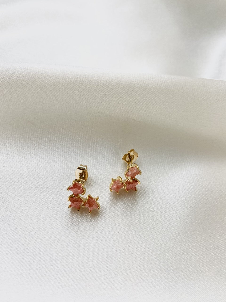 Øredobber Asteria 3 stars Peach - Gold/Peach